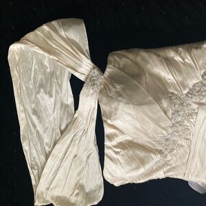 Martina Liana Cream Dress with Embellishments